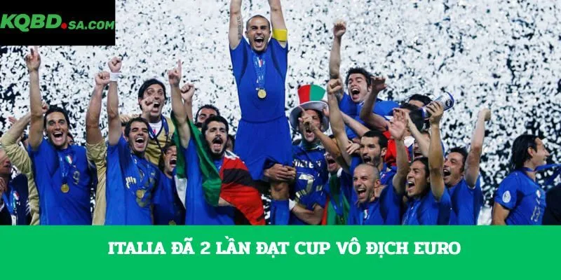 Italia đã 2 lần đạt cup vô địch EURO